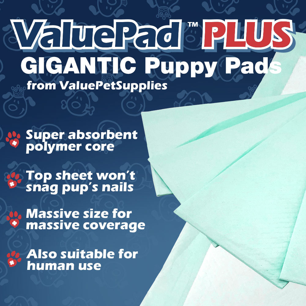 ValuePad Plus Puppy Pads, XXL Gigantic 28x44 Inch, 200 Count BULK PACK - Premium Pee Pads for Dogs, Tear Resistant, Super Absorbent Polymer Gel Core, 5-Layer Design 